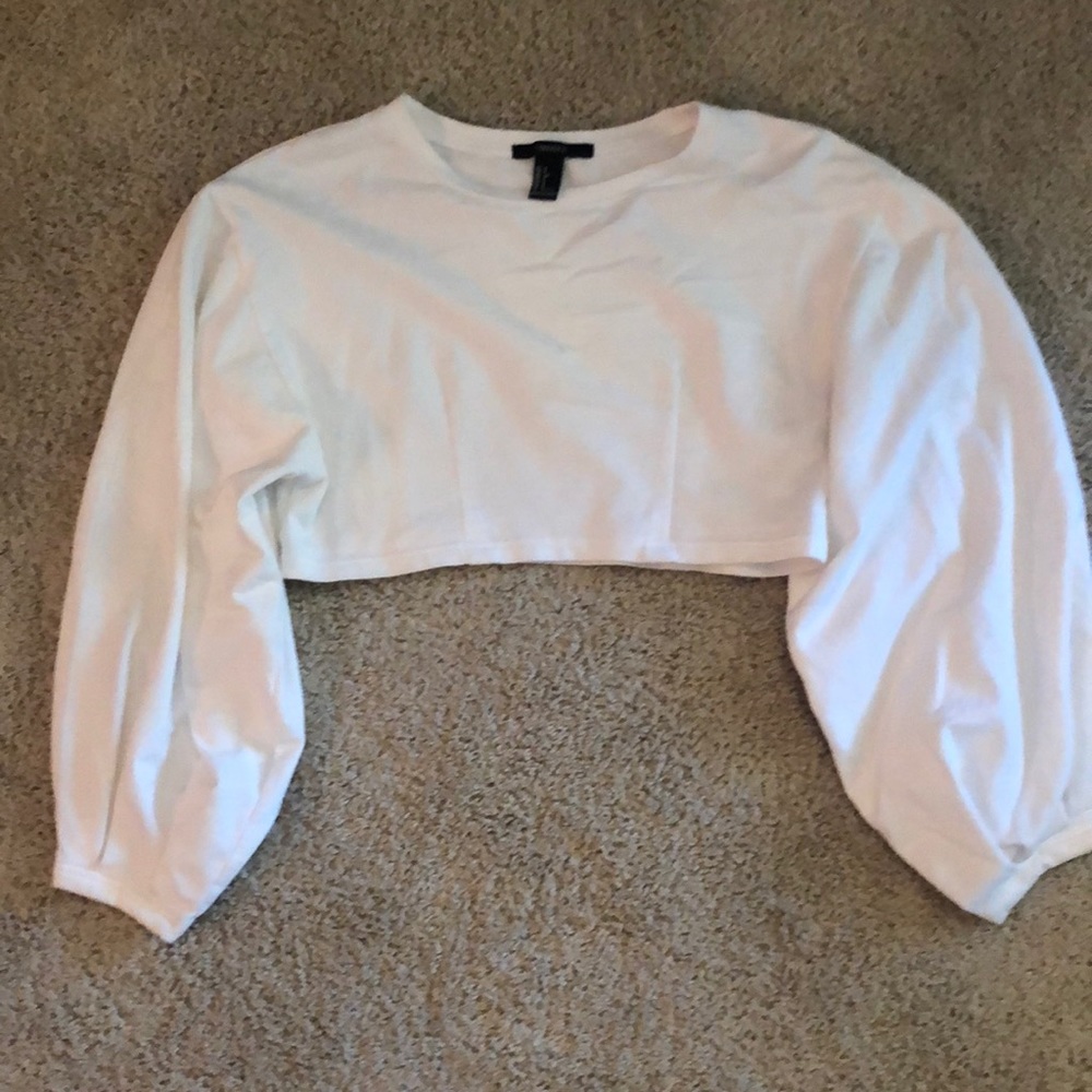 White Long Sleeve Crop Top